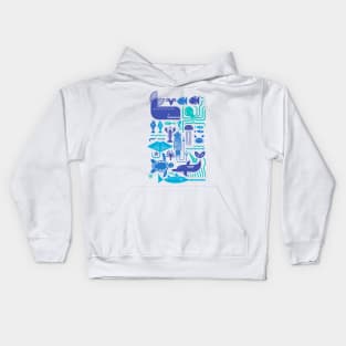 Sea friends (blue) Kids Hoodie